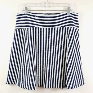 NWT BANANA REPUBLIC womens sz 10 blue white striped W/ sequin knit skirt MSRP$88